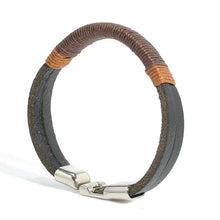 Load image into Gallery viewer, New Surfer Mens Vintage Hemp Wrap Leather Wristband Bracelet Cuff Black Brown