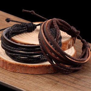 KYSZDL Hot sell 100% hand-woven Fashion Jewelry Wrap multilayer Leather Braided Rope Wristband men bracelets & bangles for women