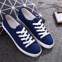 Load image into Gallery viewer, Casual Women&#39;s Vulcanize Shoes Lace-Up Solid Female Fashion Walking Ladies Canvas Shoes Flat Footwear Women Summer Shoes CLD901