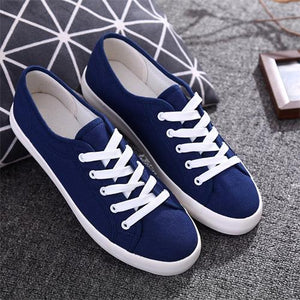 Casual Women's Vulcanize Shoes Lace-Up Solid Female Fashion Walking Ladies Canvas Shoes Flat Footwear Women Summer Shoes CLD901