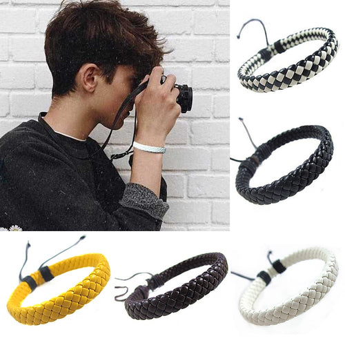 Rope  Men  Hand-woven  Fashion  Bracelet  Bangle  Surfer  Multi-color  Cuff  Adjustable 1 piece  Simple  Leather  Unisex