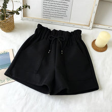 Load image into Gallery viewer, New Women Shorts Autumn and Winter High Waist Shorts Solid Casual Loose Thick Warm Elastic Waist Straight Booty Shorts Pockets