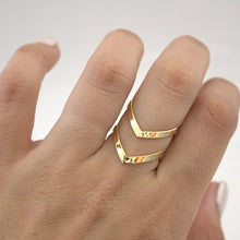 Load image into Gallery viewer, SMJEL 2019 New Fashion Boho Double Lines V Chevron Rings For Women&#39;s Gift Simple Geometric Bague Dainty Rings Femme Jewelry R248