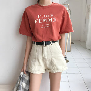 New Summer Autumn Casual Sashes Denim Shorts Women Wide High Waist Loose Leg Shorts Slim All-Match Sporting Shorts Female Mw432