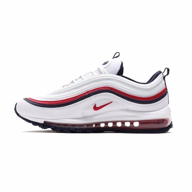 Nike Air Max 97 White Red Bullet Men Running Shoes Air Cushion Leisure Time Shoes Comfortable Sports Sneakers #921733-102