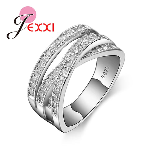 JEXXI 2019 Brand Fashion 925 Sterling Silver Jewelry Cubic Zircon Crystal Engagement Wedding Rings For Women Anillo Bijoux