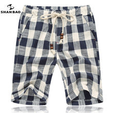 Load image into Gallery viewer, SHAN BAO brand summer of 2019 the new men&#39;s fashion beach shorts beaded jewelry designer cotton plaid shorts big size M - 5 xl