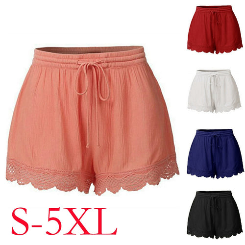 Womail Women shorts summer Fashion Lace Plus Size Rope Tie Shorts Skinny Sport Trousers Casual shorts denim color dropship j23