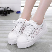 Load image into Gallery viewer, Sneakers Women Fashion Breathable Platform Casual shoes dropshing Lace Leisure flat white canvas Women&#39;s Vulcanize Shoes CLD902