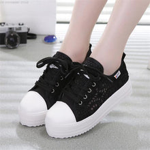 Load image into Gallery viewer, Sneakers Women Fashion Breathable Platform Casual shoes dropshing Lace Leisure flat white canvas Women&#39;s Vulcanize Shoes CLD902