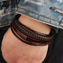 Load image into Gallery viewer, ZG Wholesale Men&#39;s Braided Leather Bracelets &amp; Bangles in Black and Brown Color with Magnetic Elegent Bracelet for Man