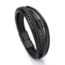 Load image into Gallery viewer, ZG Wholesale Men&#39;s Braided Leather Bracelets &amp; Bangles in Black and Brown Color with Magnetic Elegent Bracelet for Man