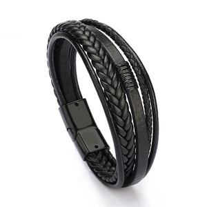 ZG Wholesale Men's Braided Leather Bracelets & Bangles in Black and Brown Color with Magnetic Elegent Bracelet for Man