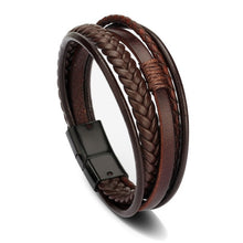 Load image into Gallery viewer, ZG Wholesale Men&#39;s Braided Leather Bracelets &amp; Bangles in Black and Brown Color with Magnetic Elegent Bracelet for Man