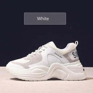 Dumoo 2019 Spring Sneakers Women Shoes Breathable Casual High Heel 6cm Platform White Shoes Lady Shoes Zapatillas Mujer Trainers