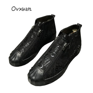 OVXUAN 2019 High Top Sport Loafers Shoes Men Luxury Brand Handmade Totem Street Men Sneakers Fashion Party Men's Dress Shoes