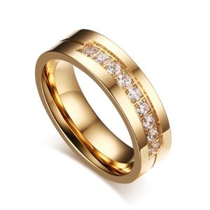 ZORCVENS 2019 New Gold-Color CZ Wedding Rings Lover's Cubic Zirconia Stainless Steel Romantic Ring Jewelry