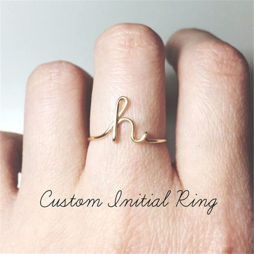 Unisex Gold Silver Color Rings for Women Men A-Z 26 Resizable Initial Name Letter Ring Anillos Mujer Fashion Rings 2019 Women