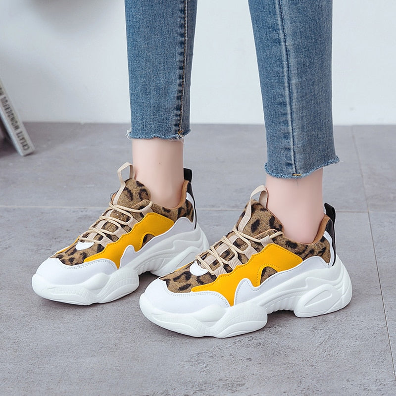 Shoes woman leopard sneakers Leather women 2019 summer New Brand Fashion Casual Shoes Femme plus size 35-40