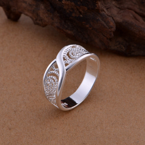 Hollow Flower Ring High-end Fashion Weave Pattern 925 Jewelry Silver Plated Rings for Women 2019 New Drop Shipping